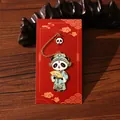 Cute metal panda bookmark in traditional Chinese costume on a red decorative card - Great Talent