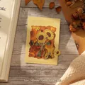 Elegant vintage sunflower metal bookmark with gold chain and decorative backing card gift - Impressionist Sunflower