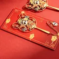 Elegant gold metal bookmark featuring a panda in traditional Chinese Peking Opera attire - Graceful Silhouette / 1 Piece
