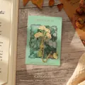 Elegant carnation metal bookmark with chain on artistic impressionist backing card. - Carnation