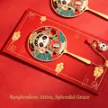 Elegant metal bookmark with panda in traditional Chinese opera attire on red background - Splendid Elegance / 1 Piece