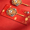 Chinese style metal panda bookmark with colorful enamel detailing and gold chain - Glorious Banner / 1 Piece