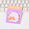 Cute orange cartoon cat sticky notes on purple backing card with white keyboard - Lazy Ginger Cat