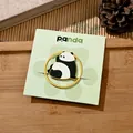 Adorable circular metal bookmark featuring a cute enamel panda on a green backing card. - Tuantuan (Round Style) / 1 Piece