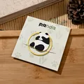 Cute cartoon panda metal bookmark with gold circular frame on display gift card - Mengbao (Round Style) / 1 Piece