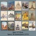 Vintage landmark building stickers for journaling, DIY collage and scrapbooking decor - Landmark Architecture Style / 30 Pieces/Pack / Landmarks