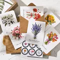 Juego de tarjetas de felicitación florales con sobres y pegatinas para mensajes DIY - Serie de Bendición de Flores / 6 piezas