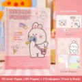 Schattig roze geruit cartoon konijn notitieboekje met 180 pagina's binnenwerk - Kailin (180 Pagina's/Boek)