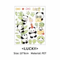 Cute panda sticker sheet for DIY journaling made of transparent PET material. - Lucky Panda
