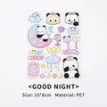 Cute cartoon panda sticker sheet for DIY journals, PET transparent material, 10x8cm - Good Night Panda