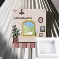 Schattige kat metalen bladwijzer met vensterbank illustratie en witte opbergdoos - 窗台喵 / 1 Stuk/Verpakking (In Displaydoos)