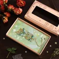 Elegant metal butterfly bookmark set in a pink gift box with green enamel details - 1 Piece (Gift Box) / Qingwu Green
