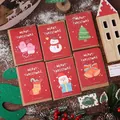 Juego de seis tarjetas de felicitación navideñas rojas con dibujos animados de Navidad - Serie Navidad Roja / 6 piezas