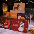 Juego de coloridas tarjetas de felicitación navideñas con ilustraciones festivas - Serie Navideña Dibujo con Crayón / 6 piezas