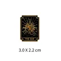 Detail view of The Sun tarot card metal enamel pin brooch measuring 3.0 x 2.2 cm - Sun