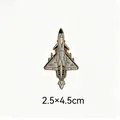 Detailed view of metal fighter jet badge brooch with dimensions 2.5x4.5cm noted below. - J-10C Fighter
