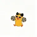 Cute cartoon cheerleader duck enamel pin badge for clothes and bags decoration accessory - Come On Duck / Black
