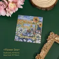 Vintage oil painting metal bookmark with sunflower field design and gold frame - Flower Sea A