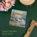Vintage oil painting metal bookmark Sunset with 70x70mm backing card and elegant design - Sunset A