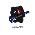 Cute cartoon black cat enamel pin playing blue bass guitar, rock band cat brooch badge - Bassist Black Cat