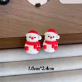 Detail view of cute red and white snowman Christmas stud earrings measuring 1.0cm by 2.4cm - Snowman B (YJ89651) / 925 Sterling Silver Pin Stud Earrings