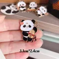 Hand-held 3.1x2.4cm cute cartoon panda enamel pin playing Chinese pipa lute instrument - Panda Playing Pipa