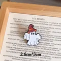 Cute Halloween ghost enamel pin wearing witch hat size 2.6cm by 3cm fashion accessory - Hat Ghost / 2.6cm x 3cm