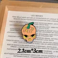 Spooky Halloween pumpkin skull enamel brooch pin measuring 2.1cm by 3cm in orange - Pumpkin Skull / 2.1cm x 3cm