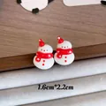 Macro shot of cute resin snowman Christmas earrings, size details 1.6cm by 2.2cm - Snowman A (YJ89651) / 925 Sterling Silver Pin Stud Earrings
