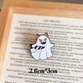 Halloween ghost enamel pin with orange horns, measuring 2.6cm by 3.0cm, white finish - Devil Ghost / 2.6cm x 3cm