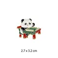 Χαριτωμένη καρφίτσα σμάλτου panda mahjong, μέγεθος 2,7x3,2 cm - Πάντα που Παίζει Ματζόνγκ