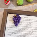 Detail view of 3D resin purple grape brooch with dimensions 2.1cm x 3.2cm - Purple Grape