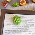 Close-up of cute simulation durian fruit brooch made of resin with size details - Whole Durian