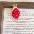 Realistic handmade pomegranate resin fruit brooch pin measuring 1.8cm by 3.0cm size. - Pomegranate A