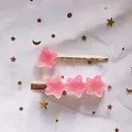 Pink gradient gummy star hair clips on gold-toned bobby pin and alligator clip variant - Star Combination / Pink Gradient
