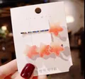 Adorable orange gradient star gummy hairpins set with sparkling sugar glitter texture - Star Combination / Orange Gradient
