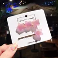 Cute pink gradient star hair clips with gummy texture on white paper display card - Star Combination / Purple Gradient