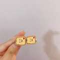 Cute simulation toast bread hair clips with smiley face and heart design for girls - 2 Toast Bread Style