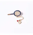Creative badminton racket and shuttlecock enamel brooch pin set connected by a gold chain - Badminton Racket