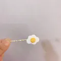 Cute poached egg resin hair clip with golden metal base for sweet girls styling - Single Toast Bread Style
