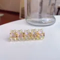 Adorable iridescent translucent gummy bear hair clip with gold metal base for girls - Light Yellow