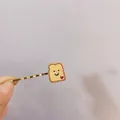 Cute individual simulation toast bread hair clip with happy face and heart charm - Single Poached Egg Style