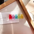 Colorful Korean style gummy bear hair clip with cute transparent candy resin bear charms - Multicolor A