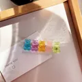 Cute colorful transparent gummy bear hair clip with five sweet candy-colored resin bears - Multicolor B