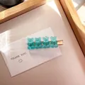Sweet transparent sky blue gummy bear hair clip with elegant gold metal base for girls - Solid Blue