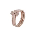 Macro detail of rose gold three-in-one split ring with a four-leaf clover design - Size 5 / Combined Clover Style (334) / Rose Gold