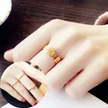 Elegant rose gold 3-in-1 separable four-leaf clover stacking ring set for women - Size 5 / Combined Clover Style (335) / Gold