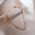 Elegant 18K gold plated snake chain necklace featuring small golden beads for women - Rose Gold Bracelet (526)