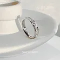Silver minimalist titanium steel ring featuring a full row of sparkling inlaid stones - Size 5 / Single Layer Rhinestone (302) / Silver
