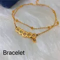 Tobillera de doble capa de acero de titanio con monedas chinas de suerte - Estilo de Pulsera (5271)